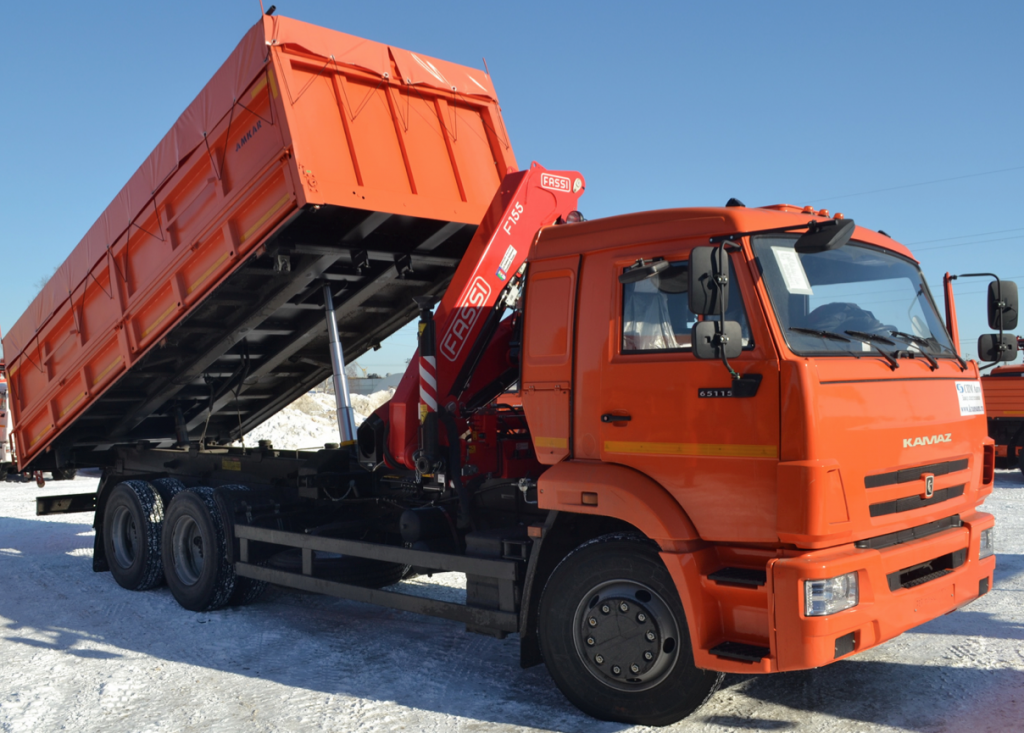 Автомобиль-самосвал на базе шасси КАМАЗ 65115-773094-42 с КМУ Fassi F155A.0.22
